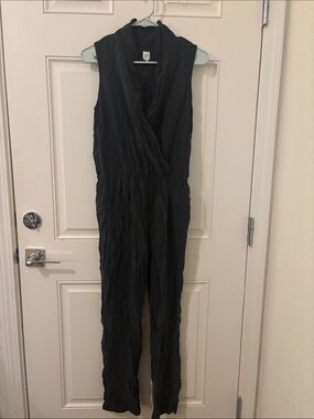 GAP Black Sleeveless Wrap-Front Jumpsuit